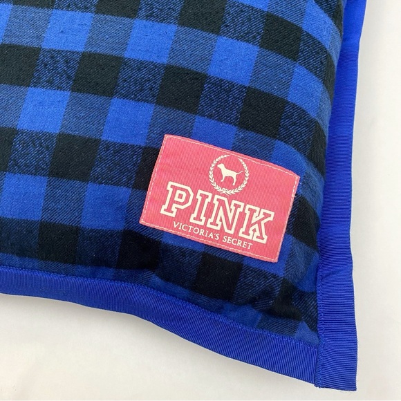 VS PINK Rare Vintage Buffalo Plaid Big Heart Mountain Throw Bed Pillow Blue - Picture 5 of 5